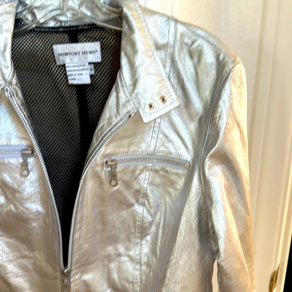 Silver, 100% leather jacket coat size 6 brand new - Picture 3 of 11